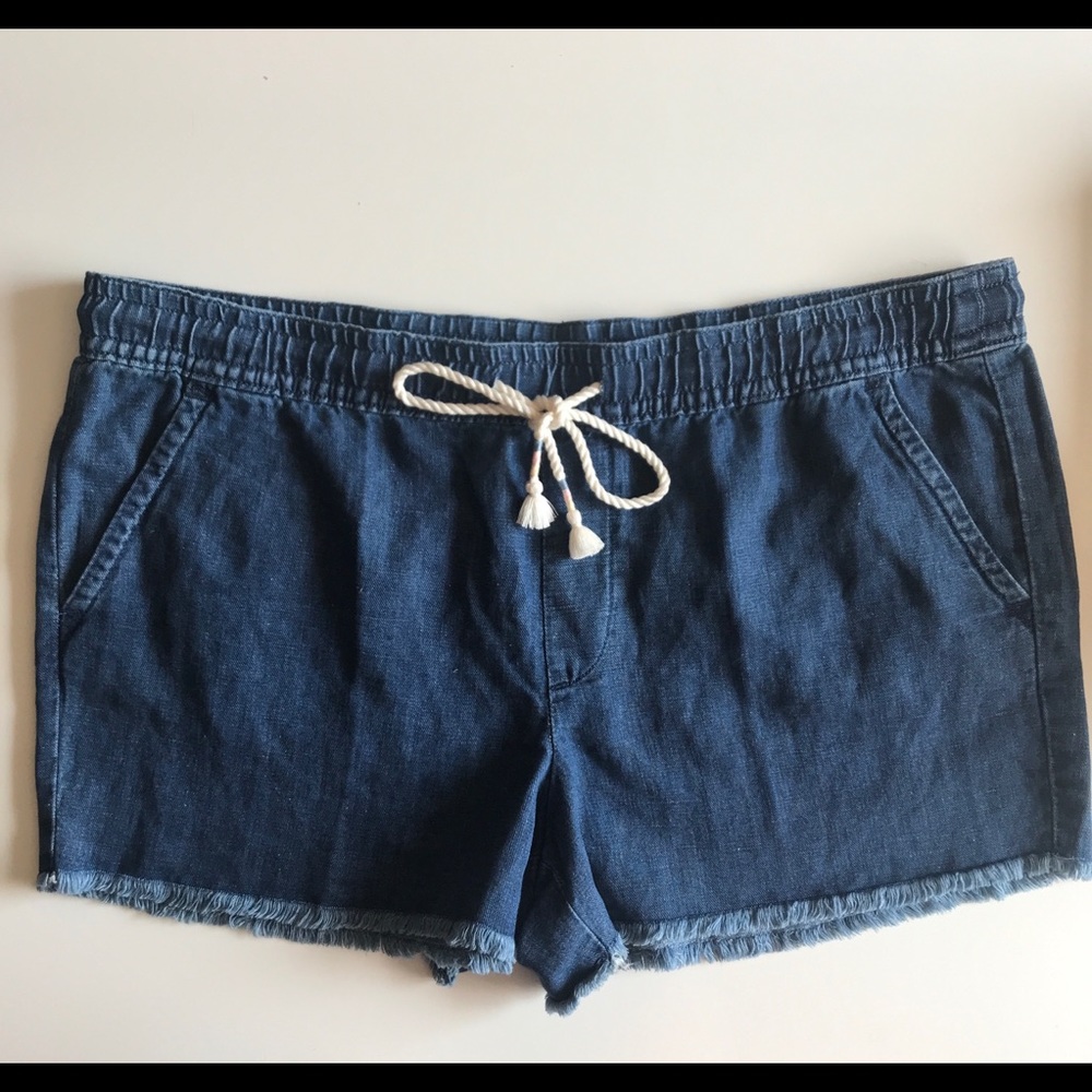 Loft plus size denim shorts with frayed hem NWT
